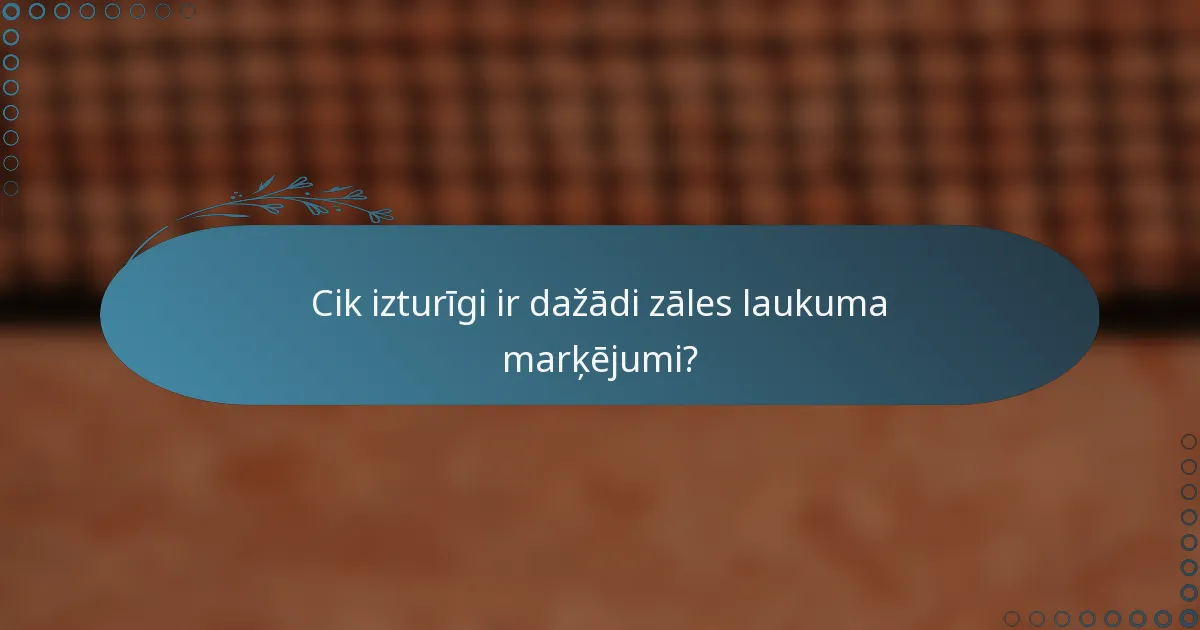Cik izturīgi ir dažādi zāles laukuma marķējumi?