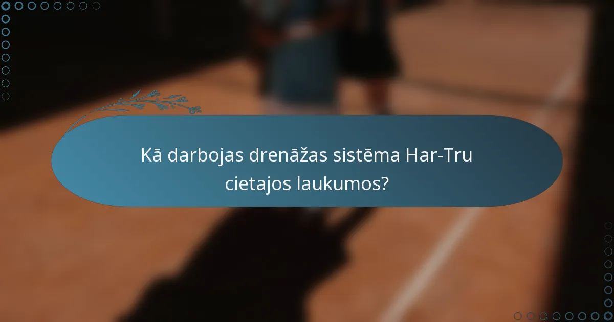 Kā darbojas drenāžas sistēma Har-Tru cietajos laukumos?