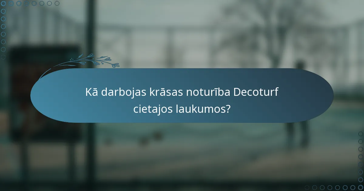 Kā darbojas krāsas noturība Decoturf cietajos laukumos?