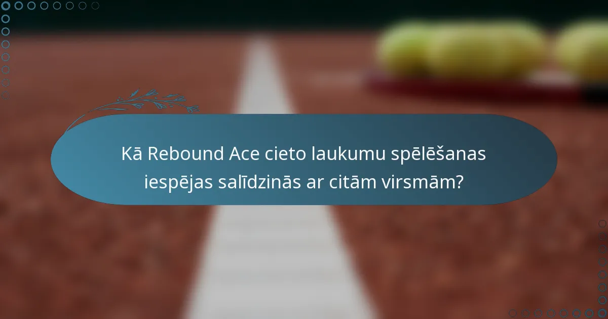 Kā Rebound Ace cieto laukumu spēlēšanas iespējas salīdzinās ar citām virsmām?