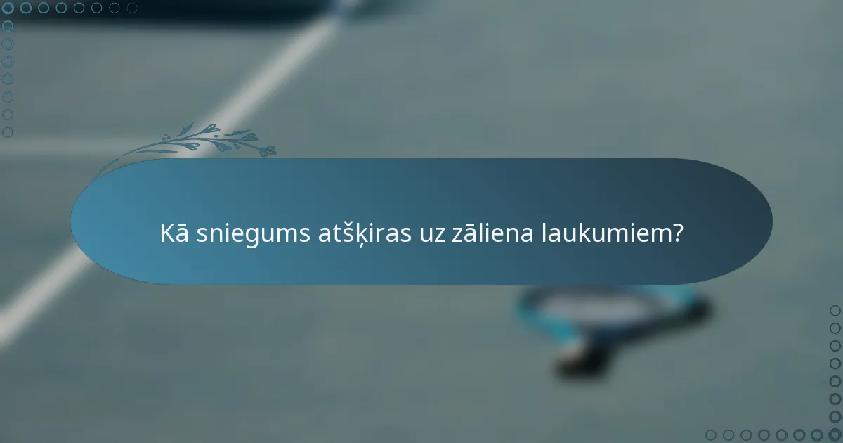 Kā sniegums atšķiras uz zāliena laukumiem?
