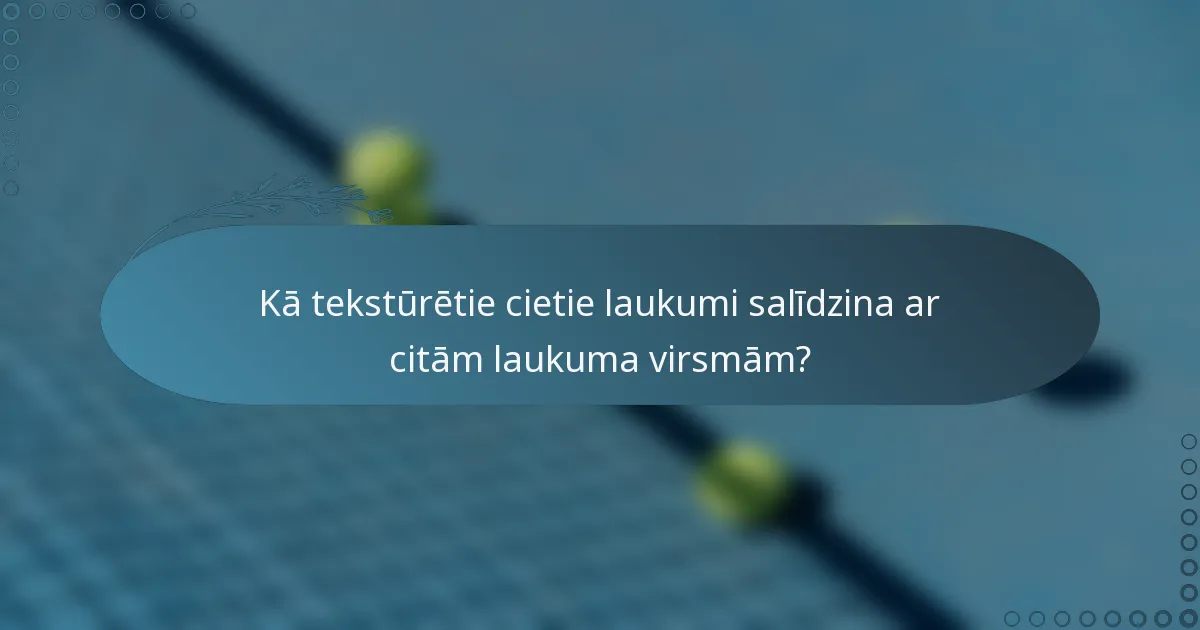 Kā tekstūrētie cietie laukumi salīdzina ar citām laukuma virsmām?