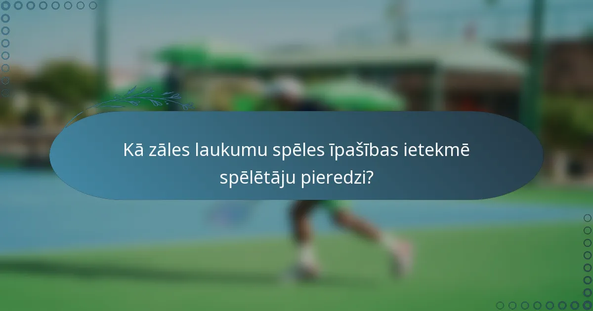 Kā zāles laukumu spēles īpašības ietekmē spēlētāju pieredzi?