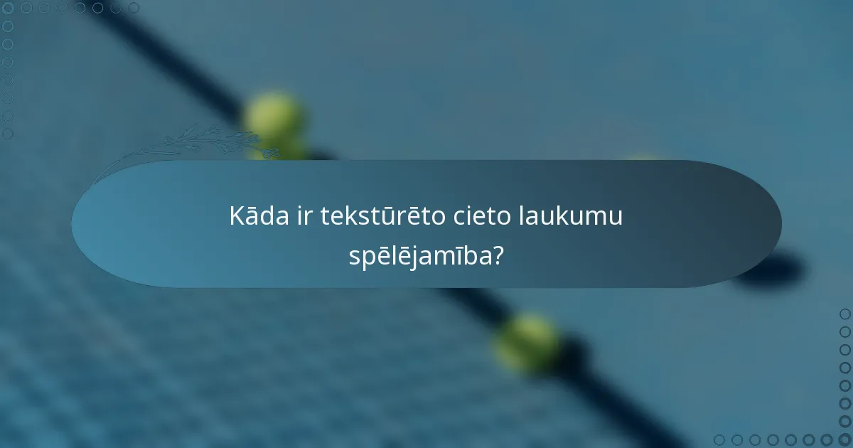 Kāda ir tekstūrēto cieto laukumu spēlējamība?