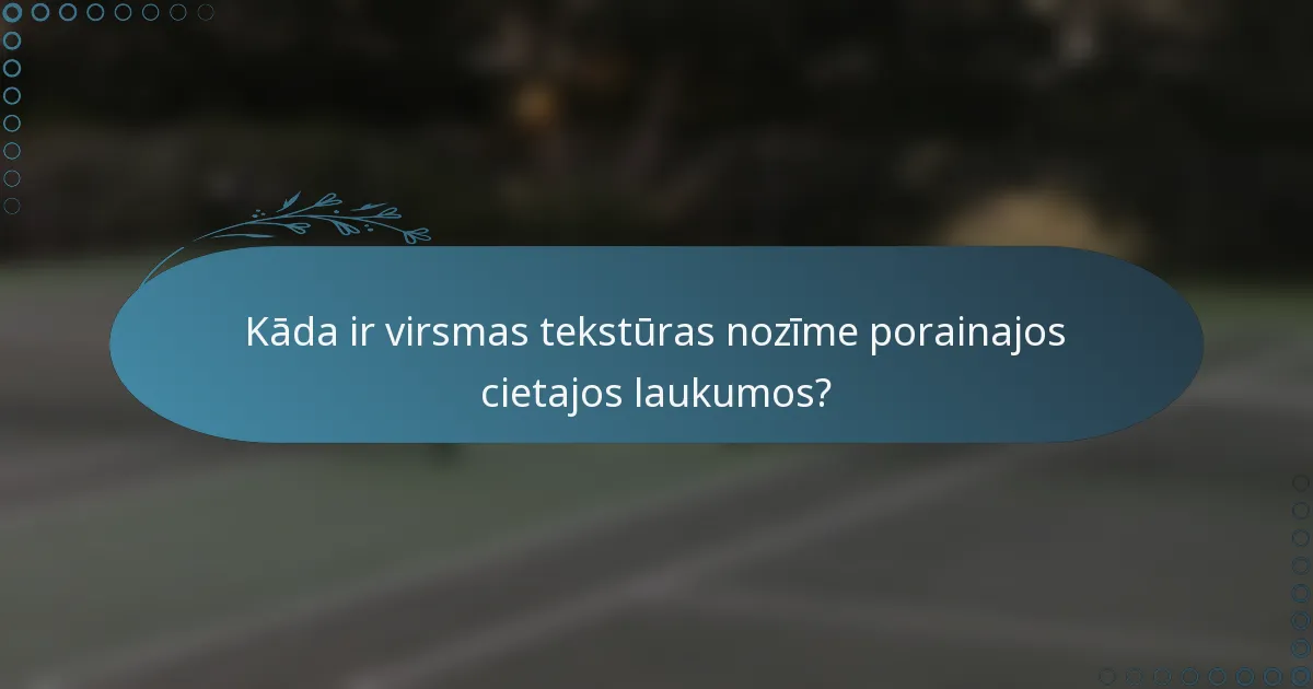 Kāda ir virsmas tekstūras nozīme porainajos cietajos laukumos?