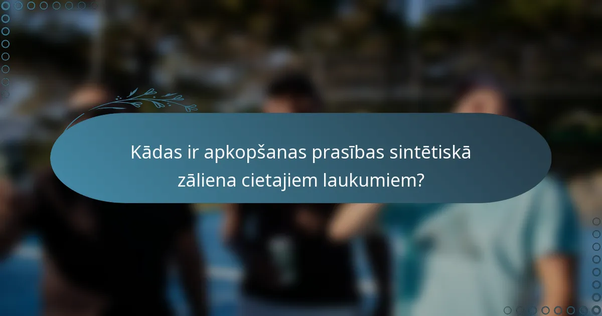 Kādas ir apkopšanas prasības sintētiskā zāliena cietajiem laukumiem?