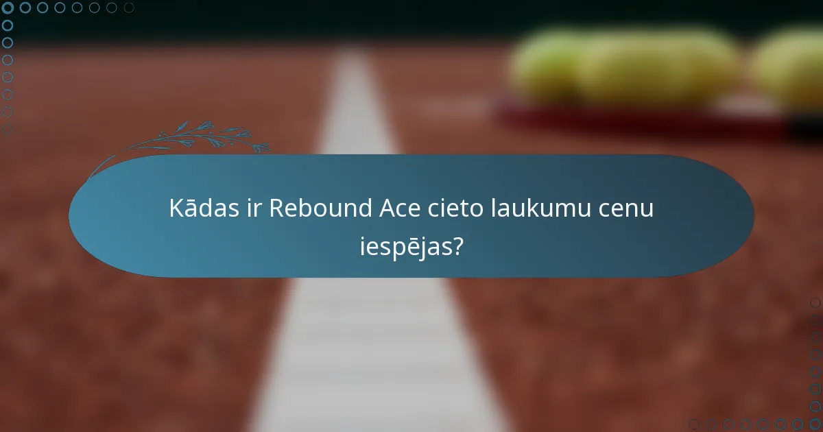 Kādas ir Rebound Ace cieto laukumu cenu iespējas?