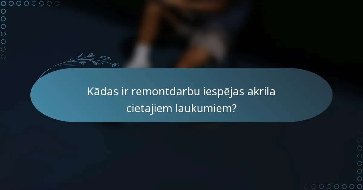 Kādas ir remontdarbu iespējas akrila cietajiem laukumiem?