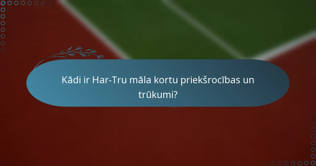 Kādi ir Har-Tru māla kortu priekšrocības un trūkumi?