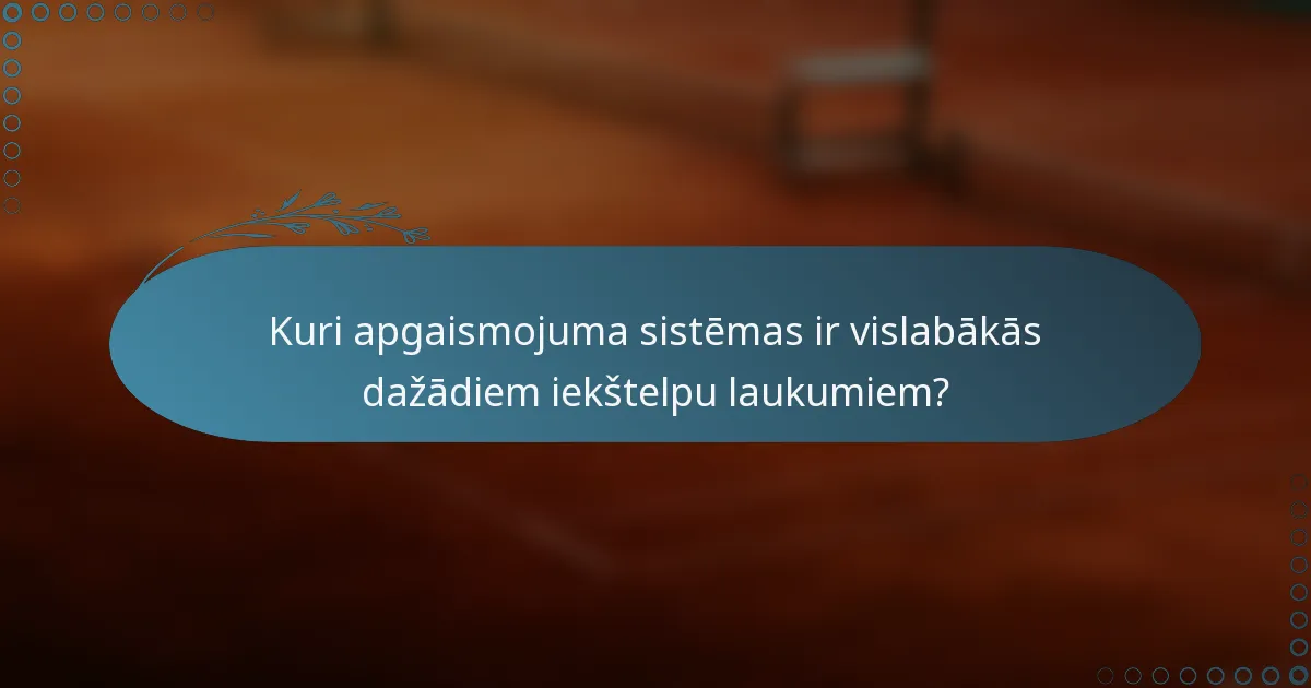 Kuri apgaismojuma sistēmas ir vislabākās dažādiem iekštelpu laukumiem?