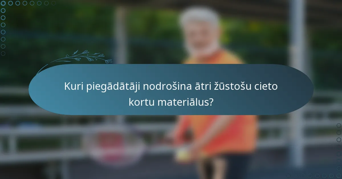 Kuri piegādātāji nodrošina ātri žūstošu cieto kortu materiālus?